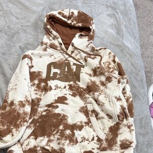 Caterpillar Brown and Cream Logo Hooded Sweatshirt